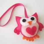 Hot Pink Owl Car Mirror Orn..