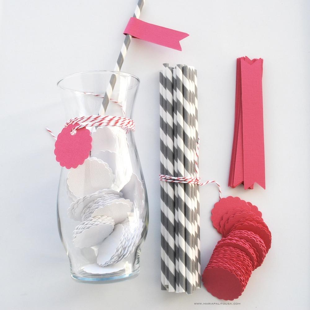 DIY Paper Drink Straws with Flags Set of 12 A118