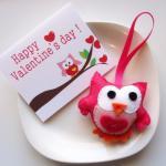 2 valentine owls, Mini felt..